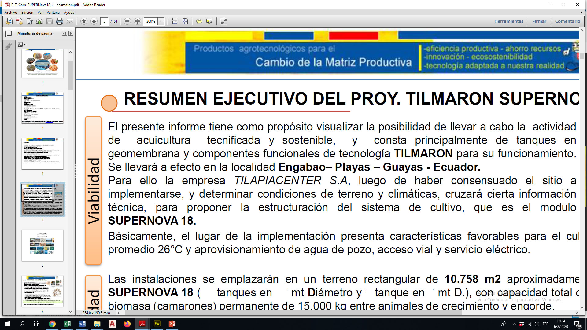 Plan de Negocio de Camarón y Tilapia Tilmaron para financiamiento