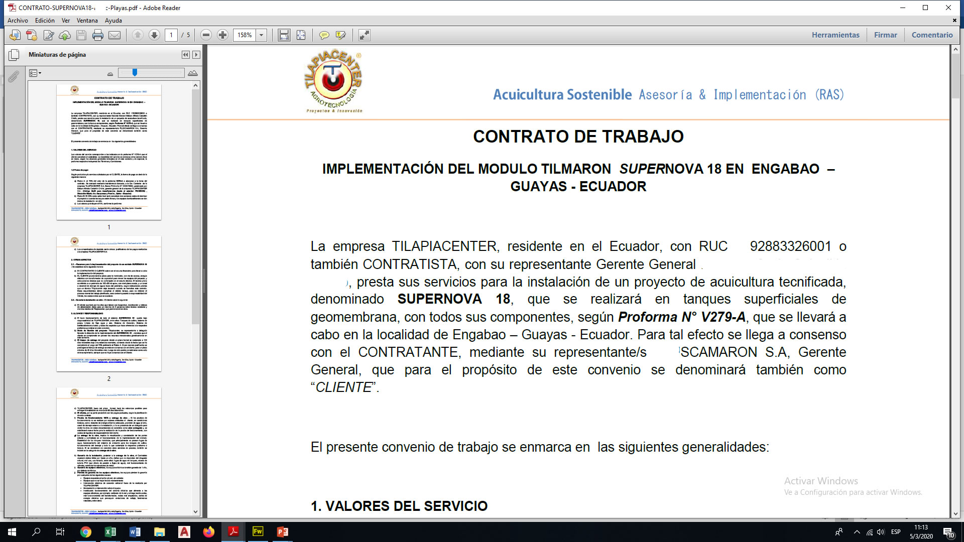 Plan de Negocio de Camarón y Tilapia Tilmaron para financiamiento
