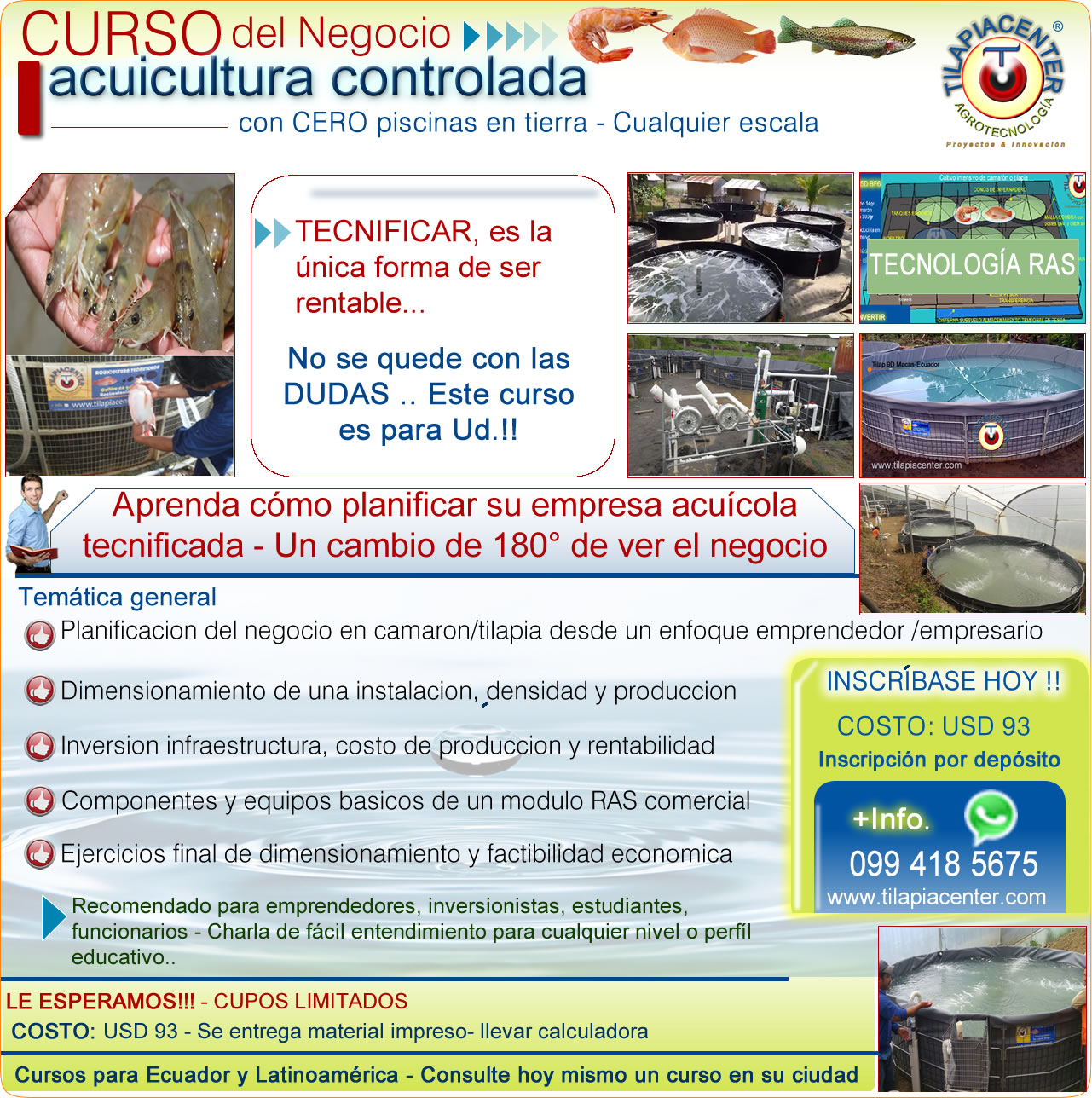 Curso de camaron y tilapia en su ciudad Tilapiacenter